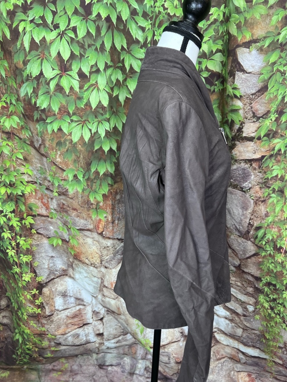 RICK OWENS Max-Style Lamb Leather Distressed Leather Moto Jacket in Dust, 48/14 - Picture 11 of 16